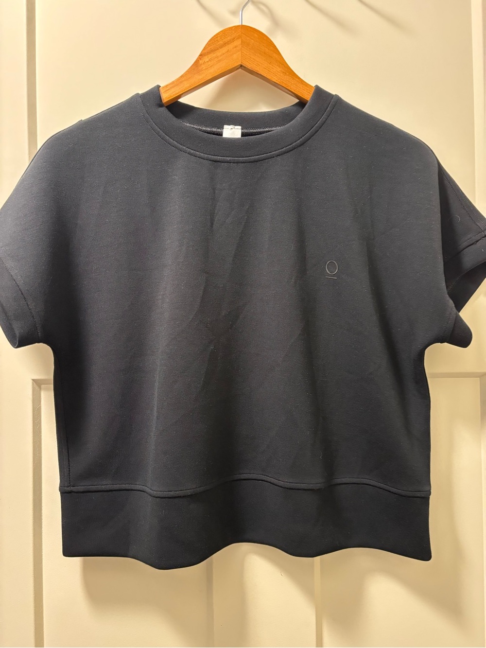 Short Sleeve Crpped Sweatshirt - Black